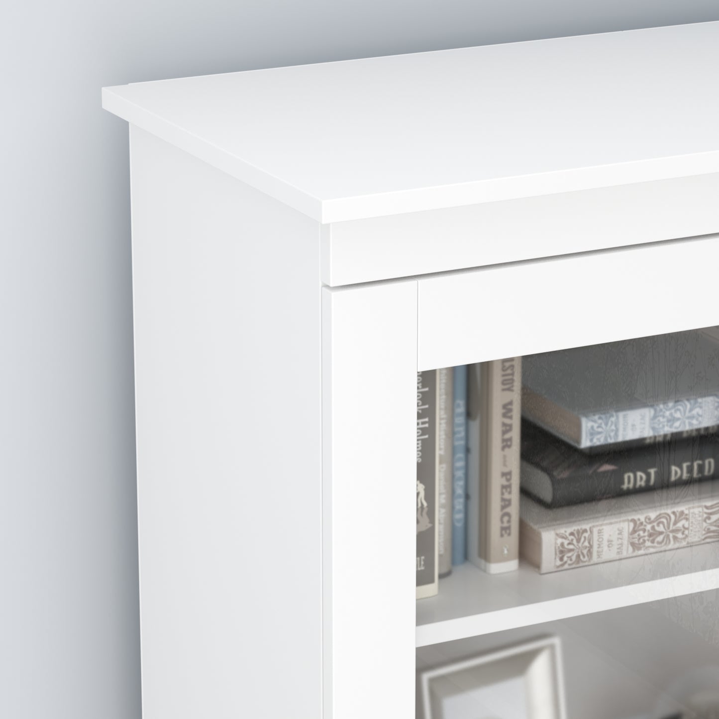 WIAWG Tall Bookcase with Doors Book Shelves and Bookcase with 2 Drawers White 70.7"