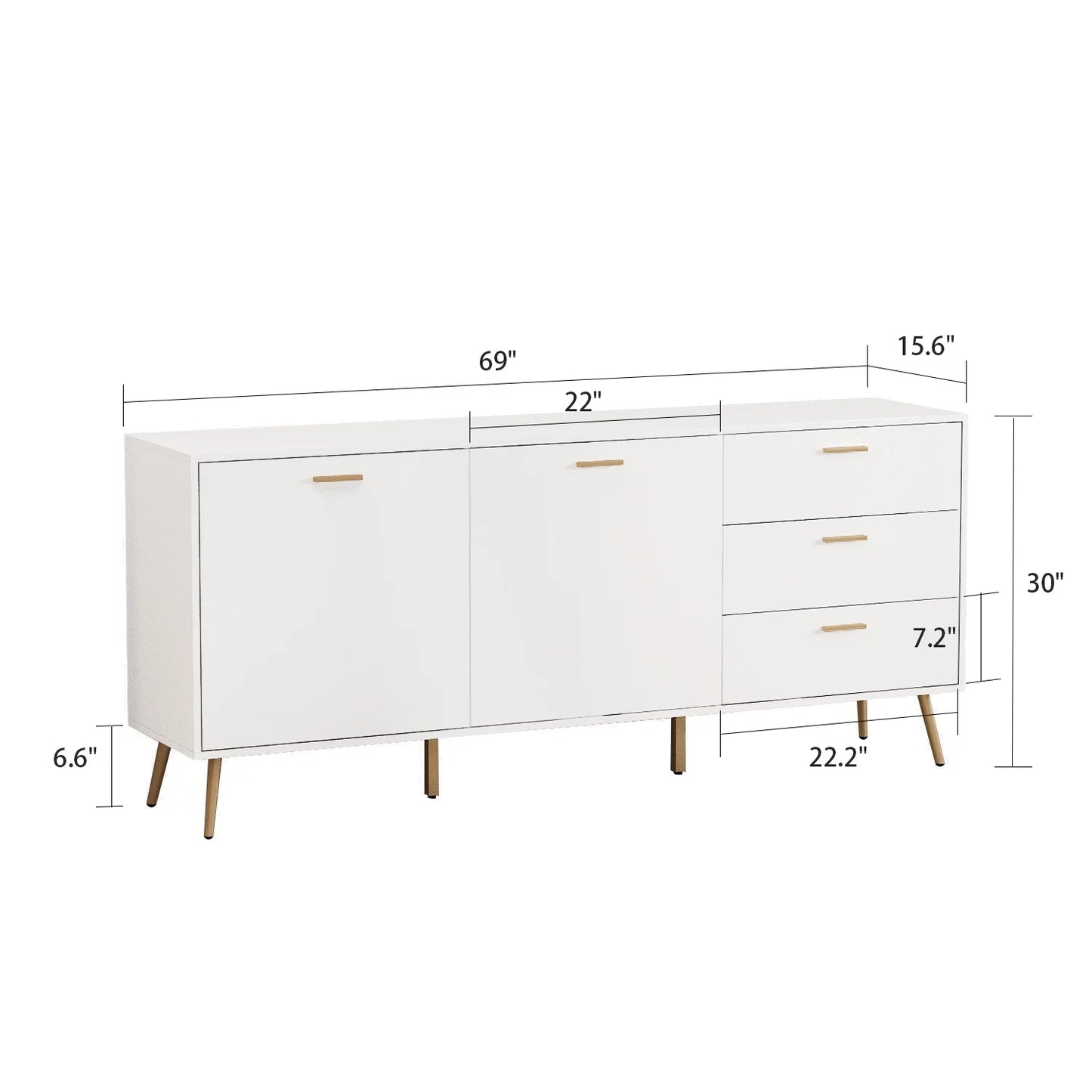 WIAWG TV Console Table with Cabinet Modern TV Stand with Drawers 66.9"