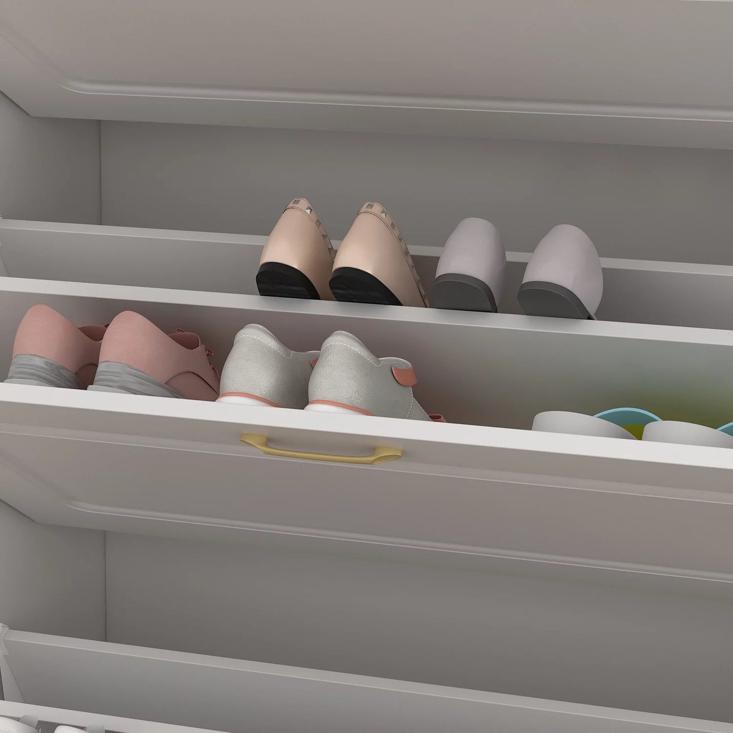 WIAWG 35.4" Entryway Shoe Cabinet, Home Shoe Rack Organizer for Home White