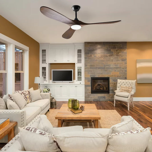 WIAWG 52" Ceiling Fan with Light and Remote 3 Blades Brown