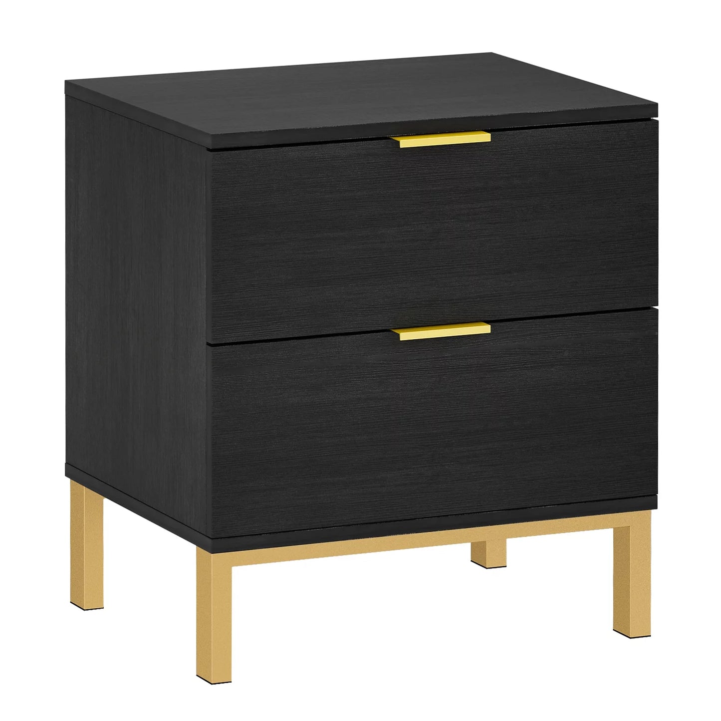 Nightstand with 2 Drawers, Bedside Furniture End Table Dresser for Bedroom Living Room, Black