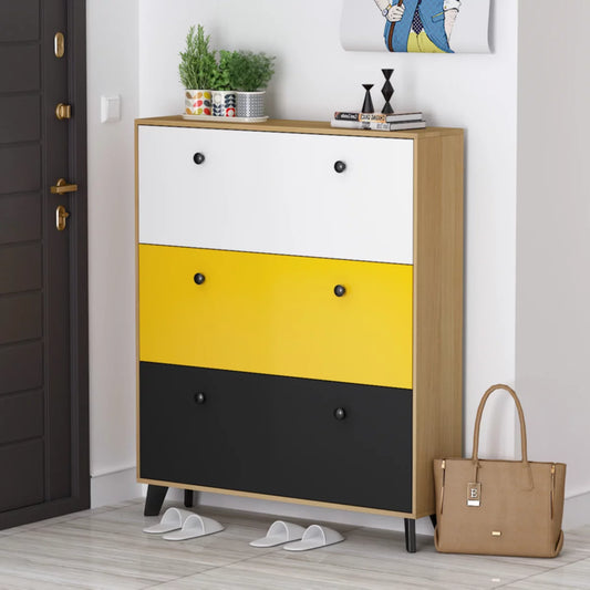 Shoe Rack Cabinet, Modern Shoe Storage Organizer with 3 Pull-down Drawer for Entryway, Home Office