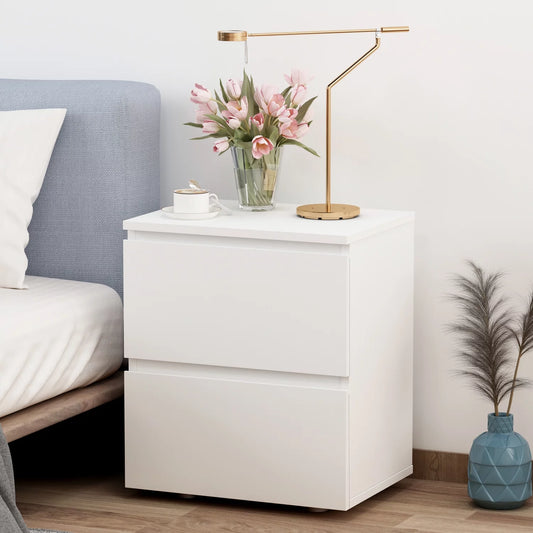 WIAWG Modern Nightstand End Table with 2 Drawers Side Table for Bedroom Living Room White