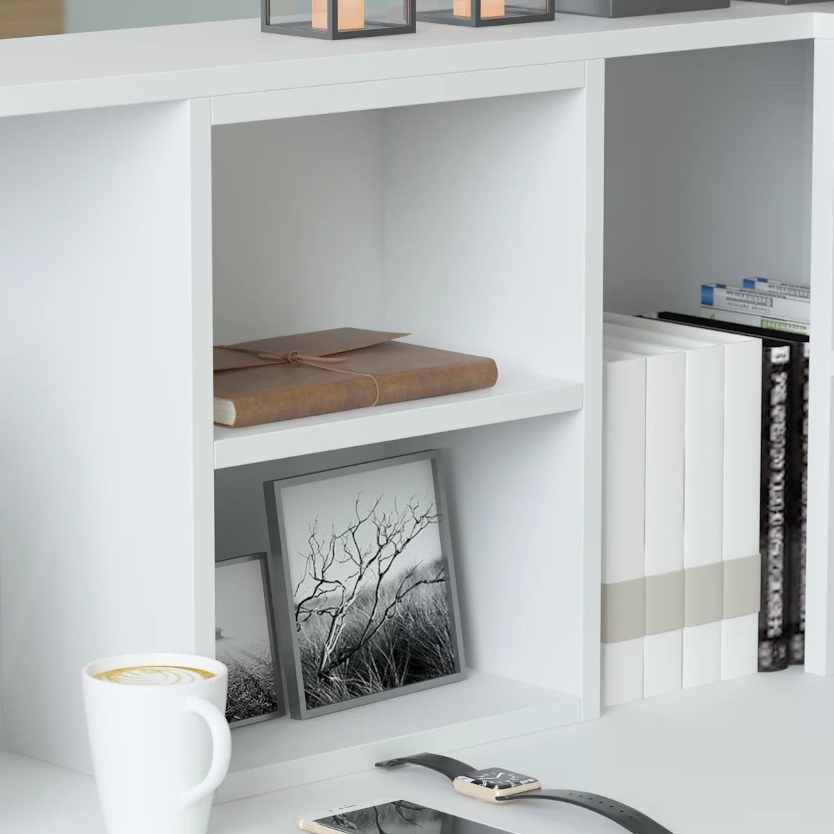 WIAWG 55.9" Reception Desk for Office/Salon Wooden L Shaped Reception Station with Drawer White