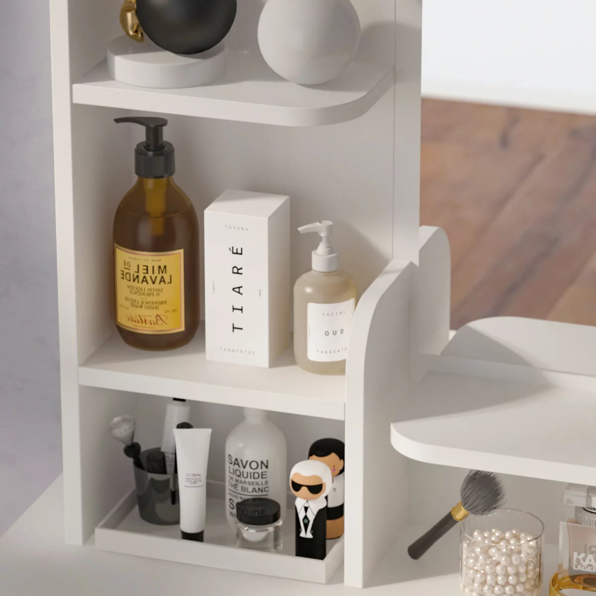 Vanity Table Set with Mirror Modern Dressing Table with Drawers Makeup Jewelry Organizer Desk White