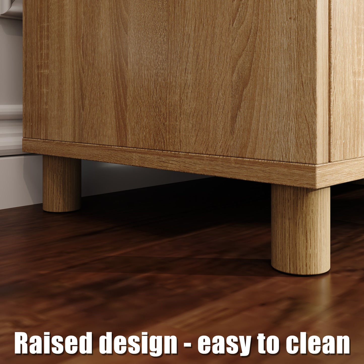 WIAWG L-Shape Storage Bench with Rattan Patterns & Solid Legs, Corner Shoe Bench with Hidden Storage Compartments, Backless Breakfast Dining Nook Bench for Kitchen, Entryway, Natural