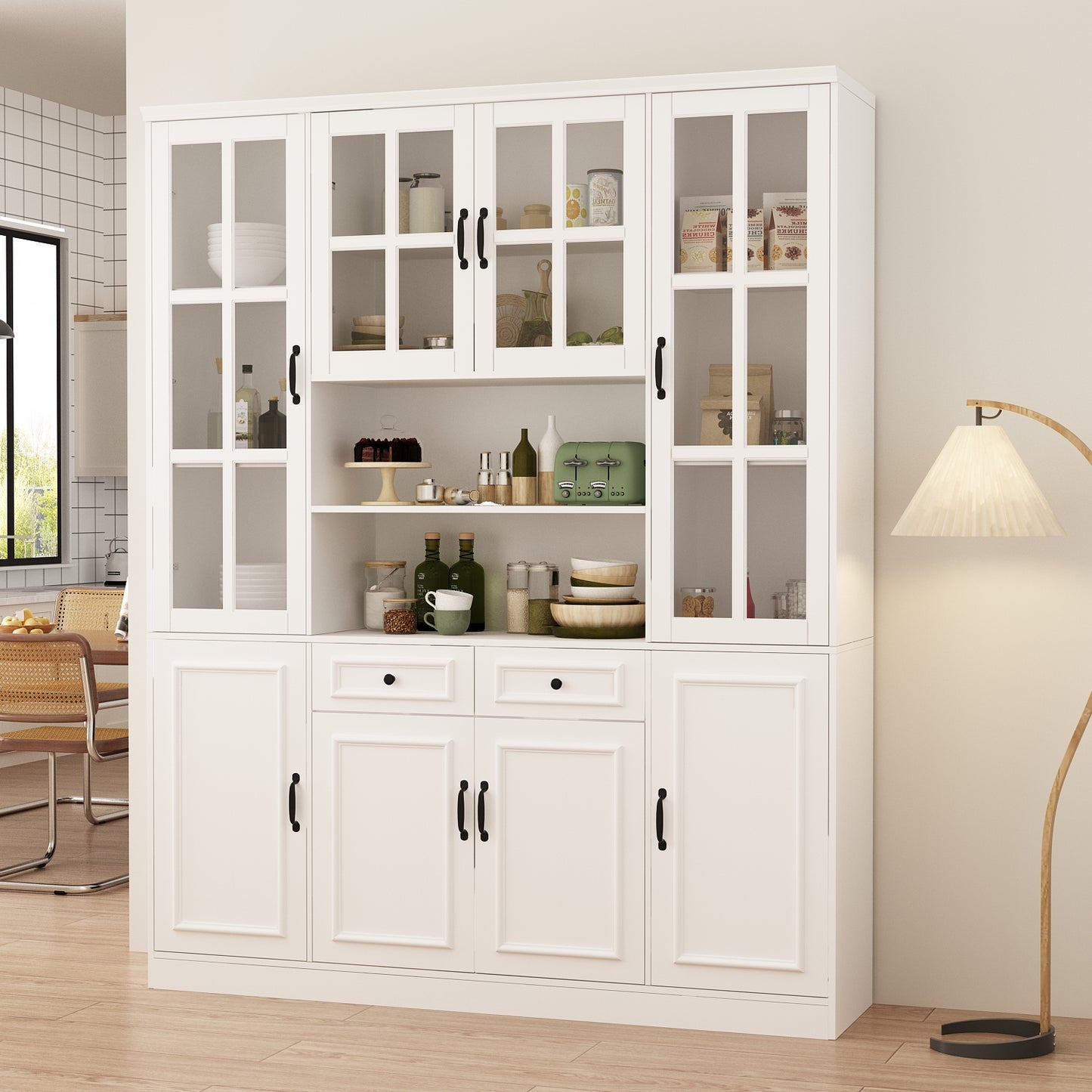 WIAWG Modern Versatile Storage Cabinet Set, China Cabinet Bookcase Display Storage Organizer for Home Office
