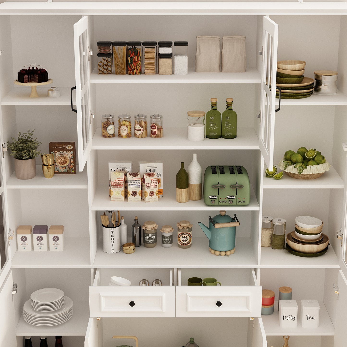 WIAWG Modern Versatile Storage Cabinet Set, China Cabinet Bookcase Display Storage Organizer for Home Office