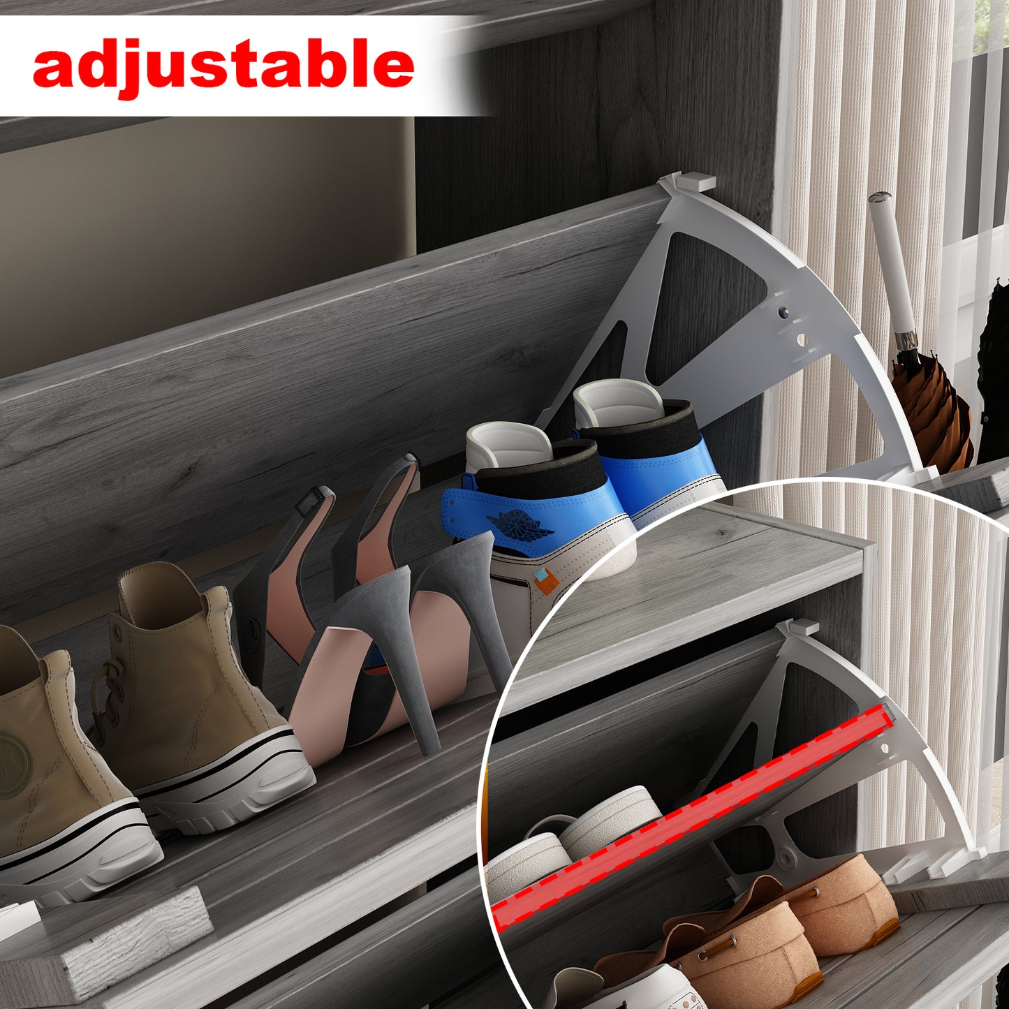 WIAWG Shoe Cabinet Wood Shoe Rack Storage Cupboard with 3 Tilt-out Doors Gray
