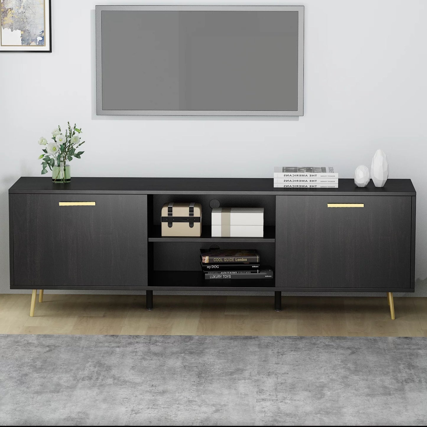 Home TV Stand for TVs Modern Entertainment Center TV Console Storage Cabinet for Living Room