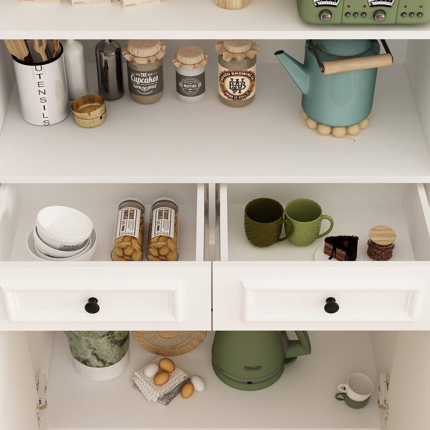 WIAWG Modern Versatile Storage Cabinet Set, China Cabinet Bookcase Display Storage Organizer for Home Office