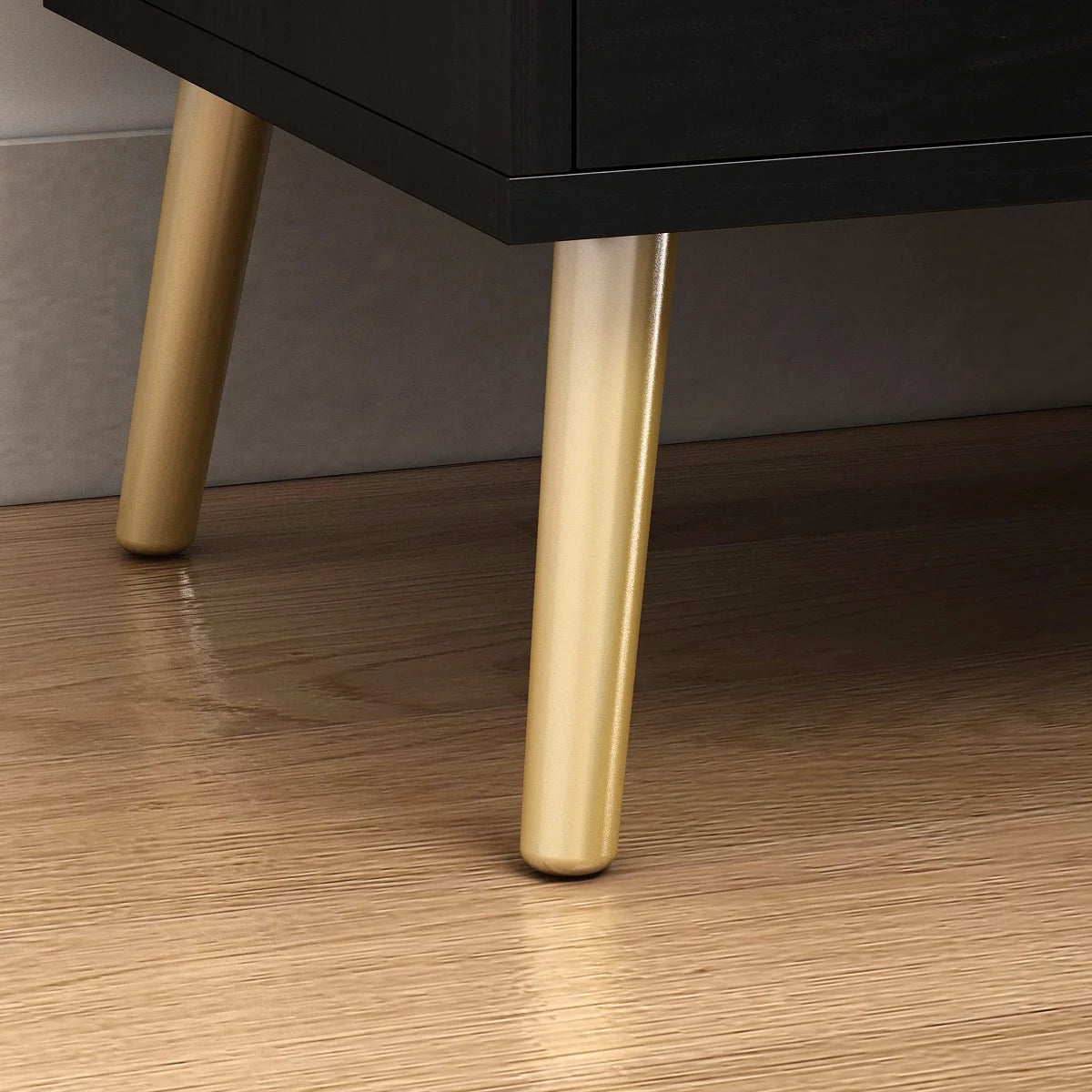 WIAWG Wooden End Table with Drawer and Shelves Storage Nightstand for Bedroom Black