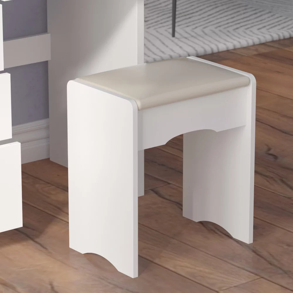 Vanity Table Set with Mirror Modern Dressing Table with Drawers Makeup Jewelry Organizer Desk White
