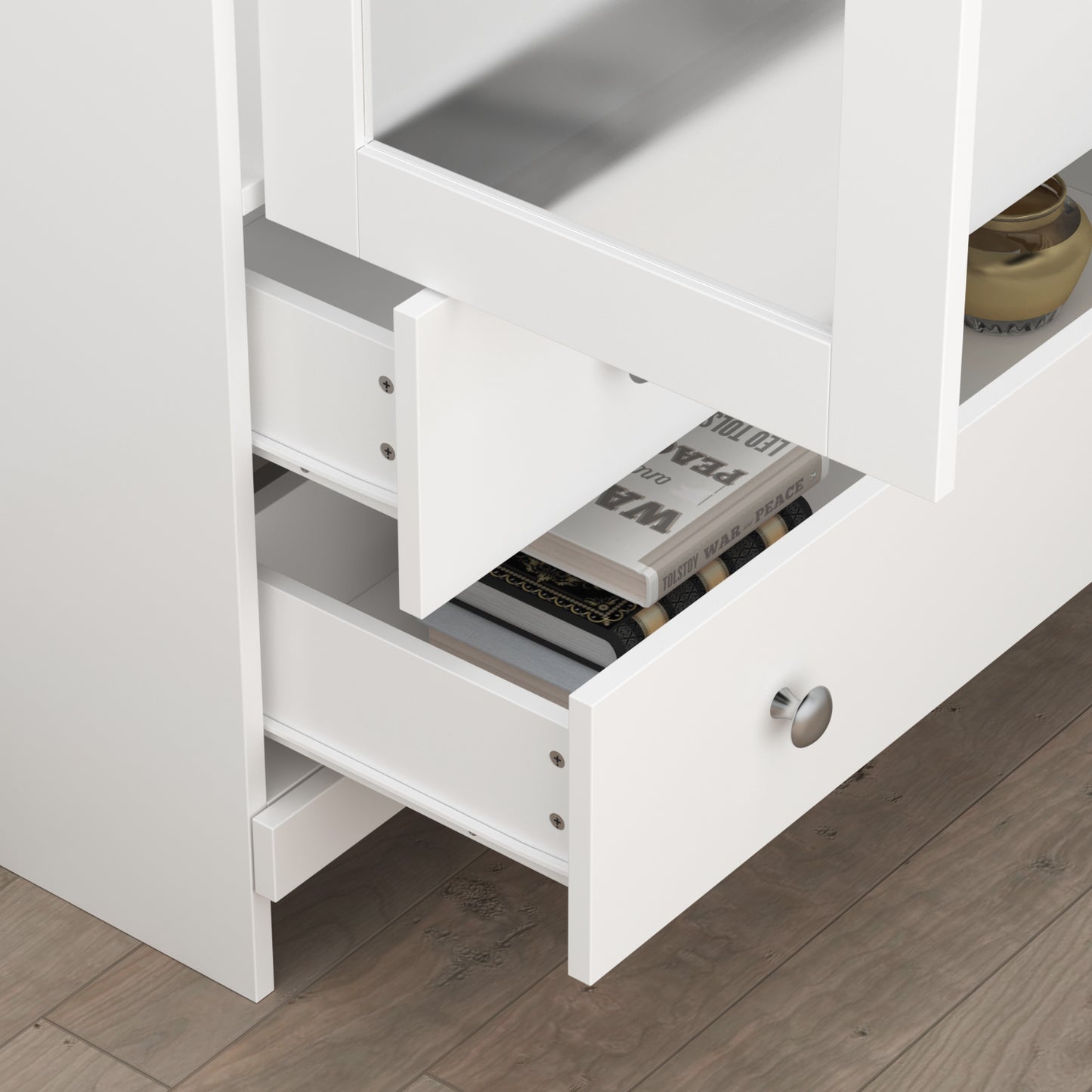 WIAWG Tall Bookcase with Doors Book Shelves and Bookcase with 2 Drawers White 70.7"