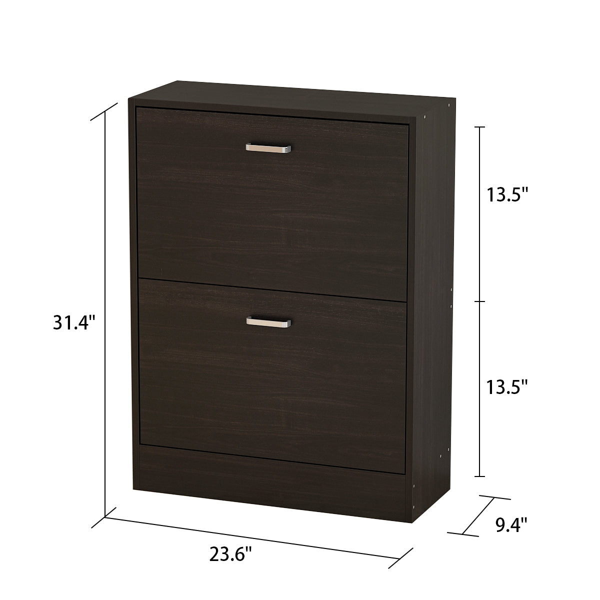 WIAWG 23.6" Modern Shoe Cabinet with 2 Drawers for Entryway Wood Black