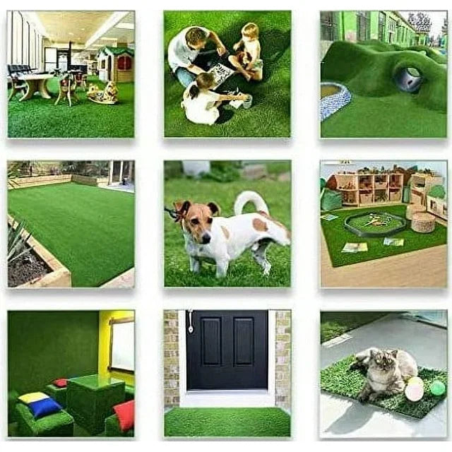 Synthetic Artificial Grass Mat,Indoor Outdoor Garden Lawn Landscape Turf for Pets, Faux Grass Rug with Drainage Holes, 10X6.5FT