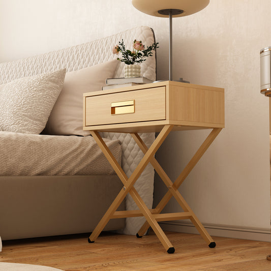 WIAWG 1- Drawer Nightstand, Modern End Table with Drawer, Bedside Dresser for Bedroom, Living Room, Natural