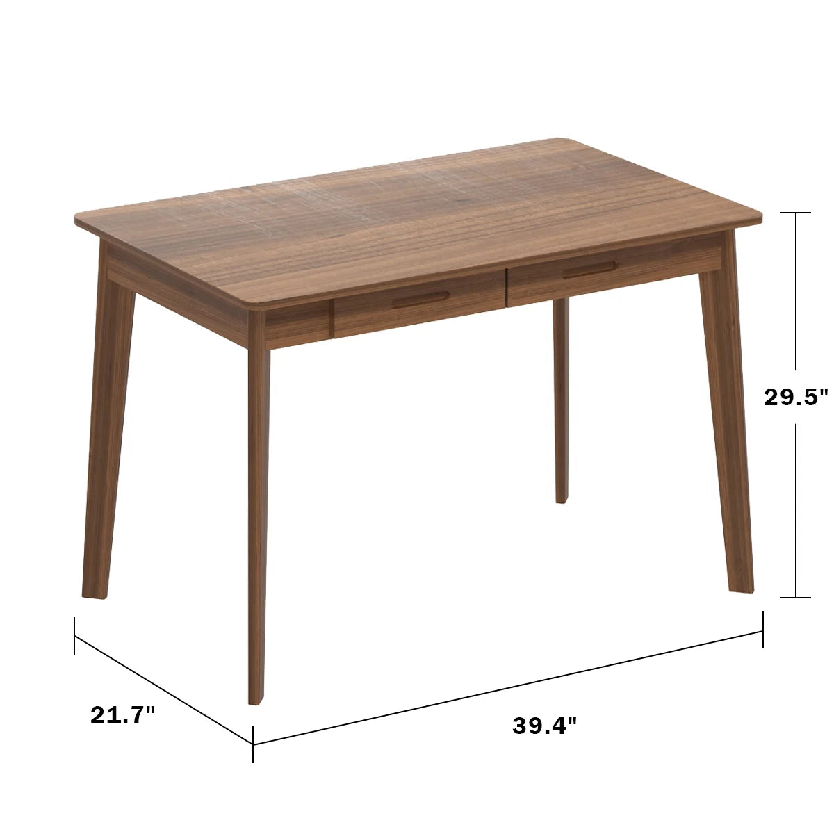 WIAWG Office Writing Computer Laptop Desk with 2 Drawers Wood Brown 39.4"