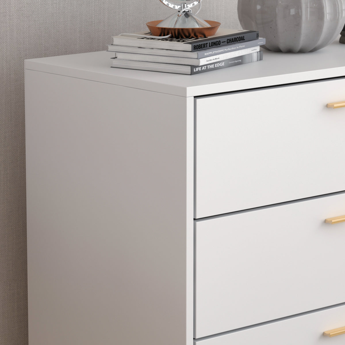 WIAWG 27.4" Modern 5 Drawer Dresser for Bedroom Wooden White