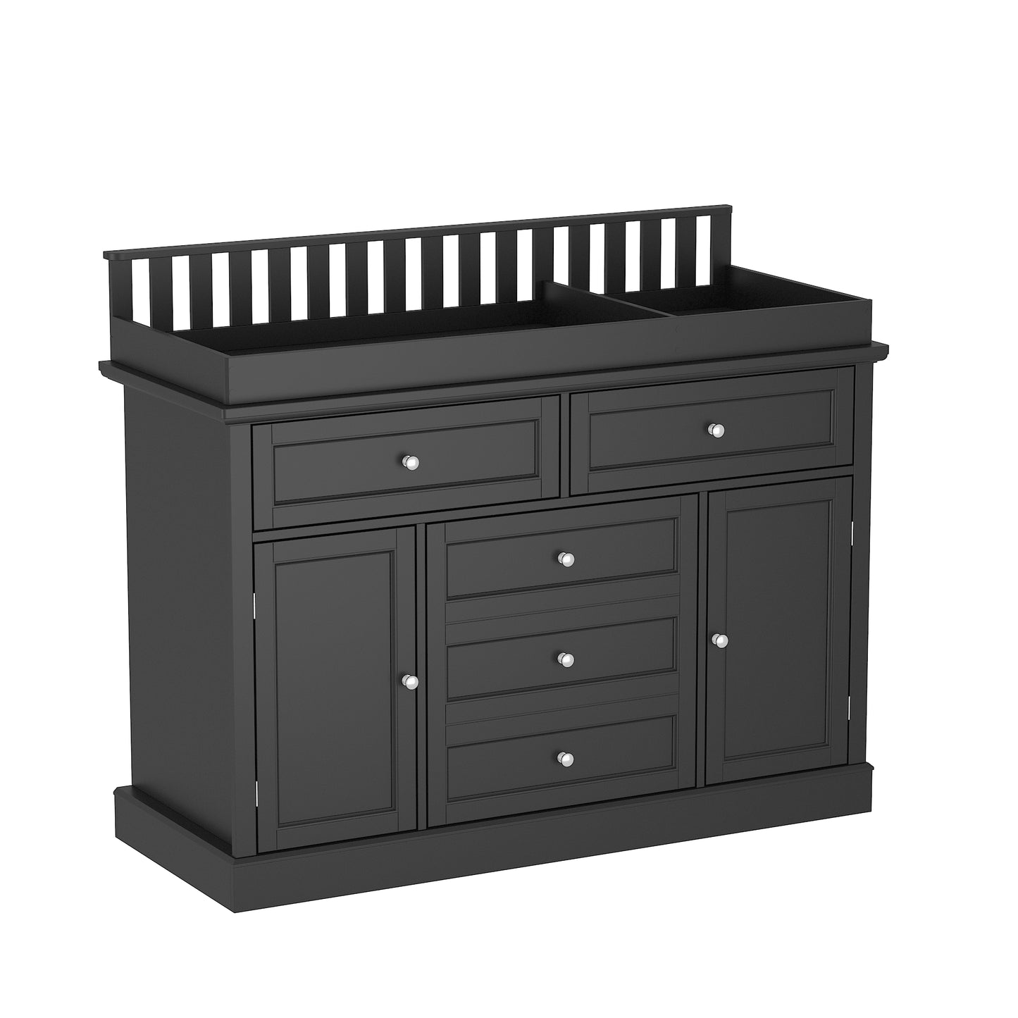 WIAWG Nursery Dresser with Changing Table Top, 46" W Baby Dresser with 2 Drawers,Storage Organize Station for Nursery and Baby Bedroom,Black