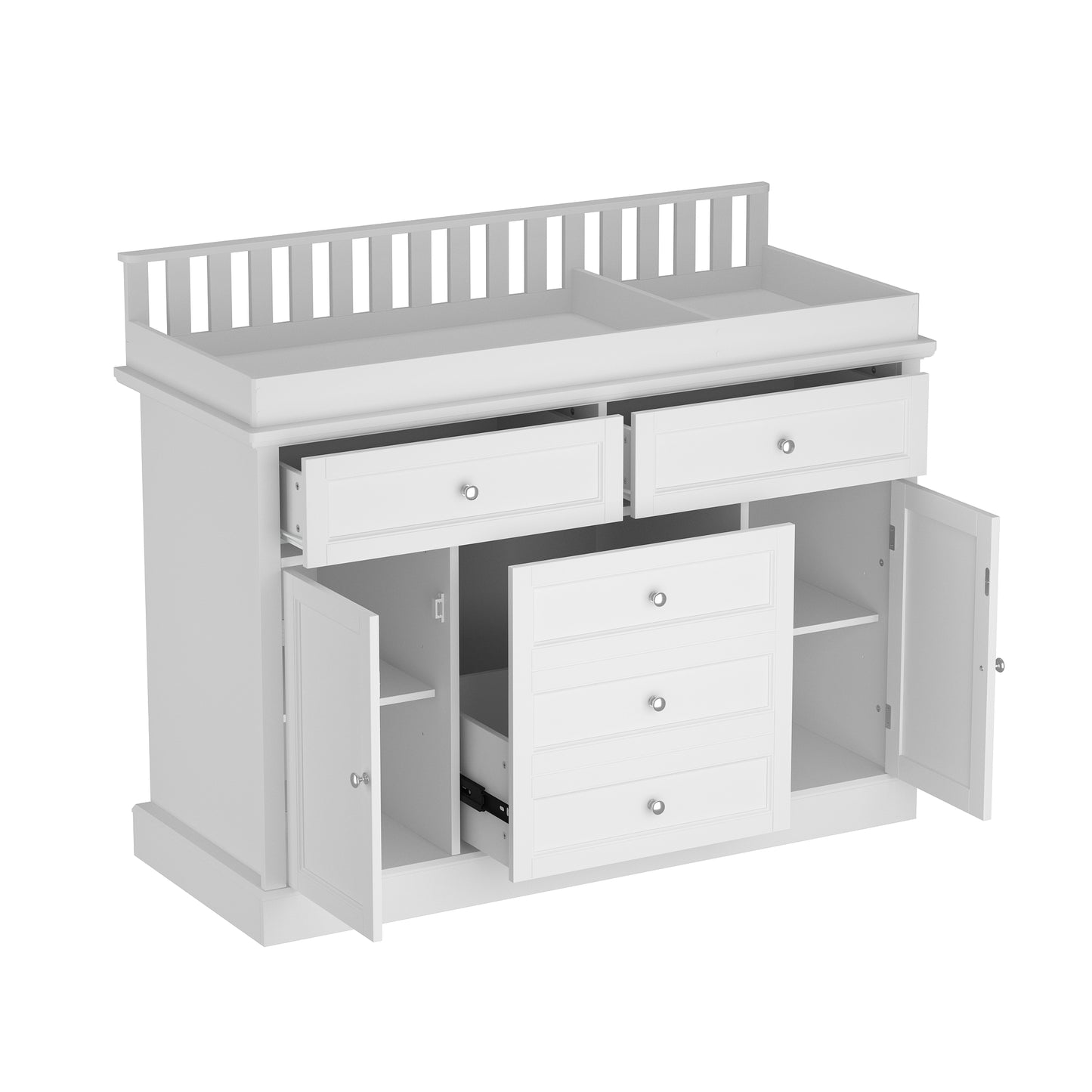 WIAWG Nursery Dresser with Changing Table Top, 46" W Baby Dresser with 2 Drawers,Storage Organize Station for Nursery and Baby Bedroom,White