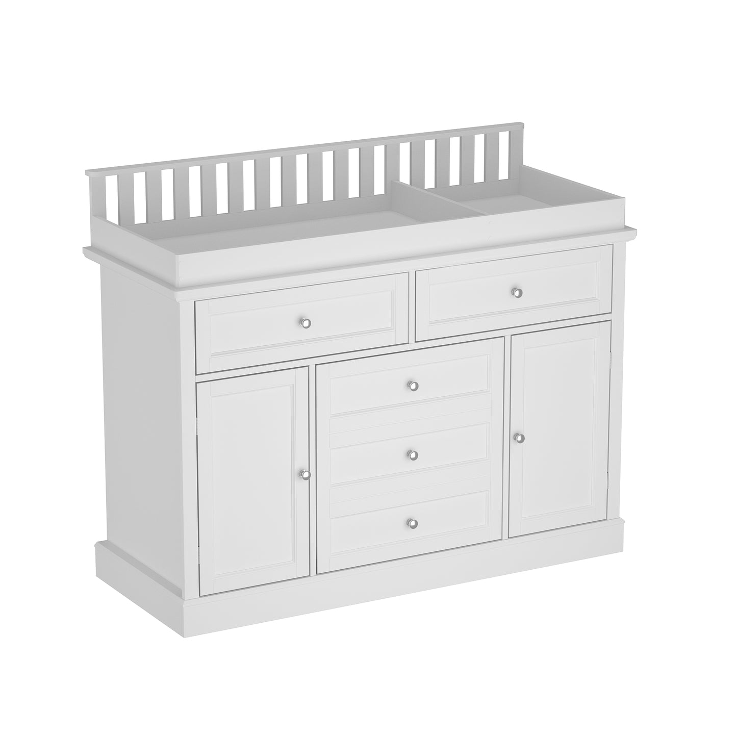 WIAWG Nursery Dresser with Changing Table Top, 46" W Baby Dresser with 2 Drawers,Storage Organize Station for Nursery and Baby Bedroom,White