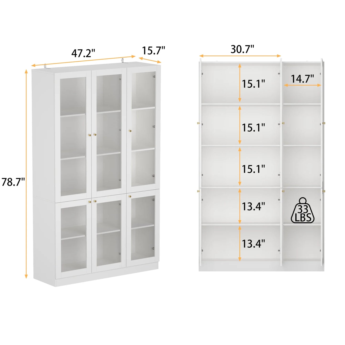 WIAWG 6-Door Kitchen Pantry Cabinet with 3 Drawers, 78.7" Freestanding Multifunctional Dispaly Cabinet Storage Cupboard, White