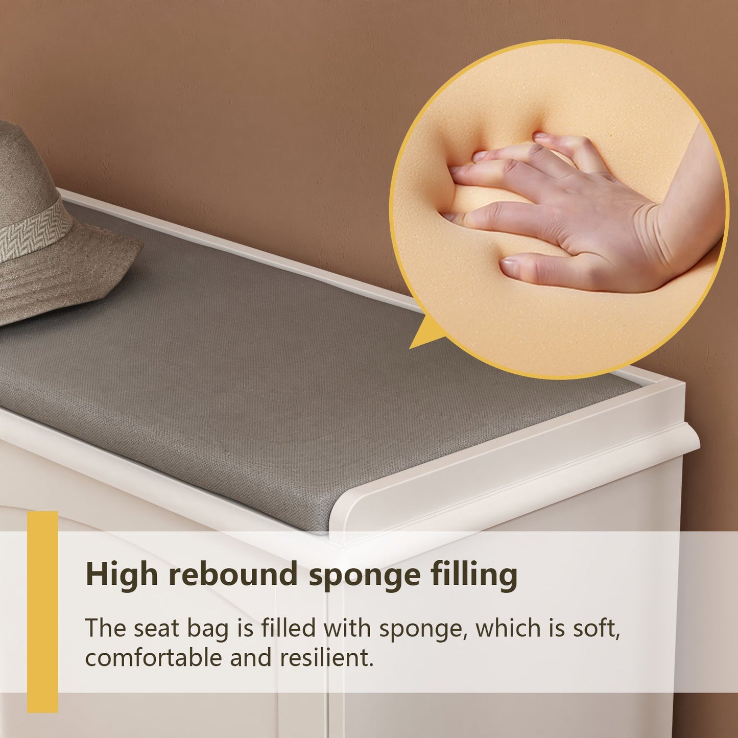 WIAWG Shoe Storage Bench with Gray Cushion Seat for Entryway