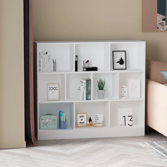 WIAWG Modern Open Shelf Bookcase Cube Storage Organizer for Home White 47.2"