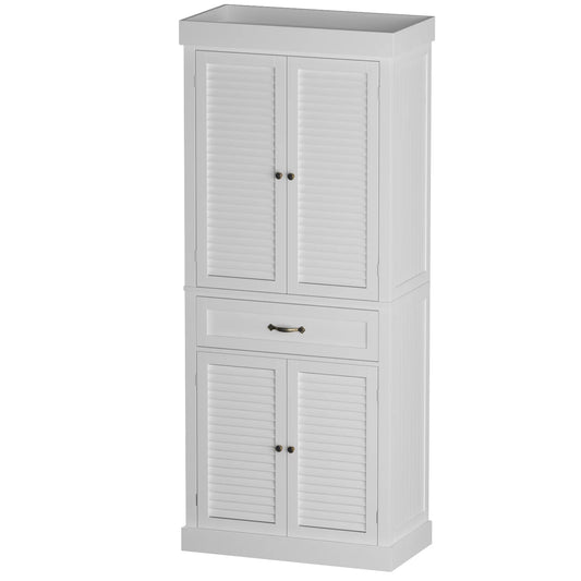 WIAWG Kitchen Storage Cabinets with Shutter Door and Central Drawer, 71.6" Tall Pantry Shelves Cupboard Organizer for Home