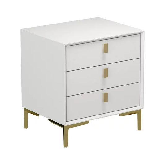 WIAWG Modern Nightstand for Bedroom, Bedside Table with 3 Drawers, White