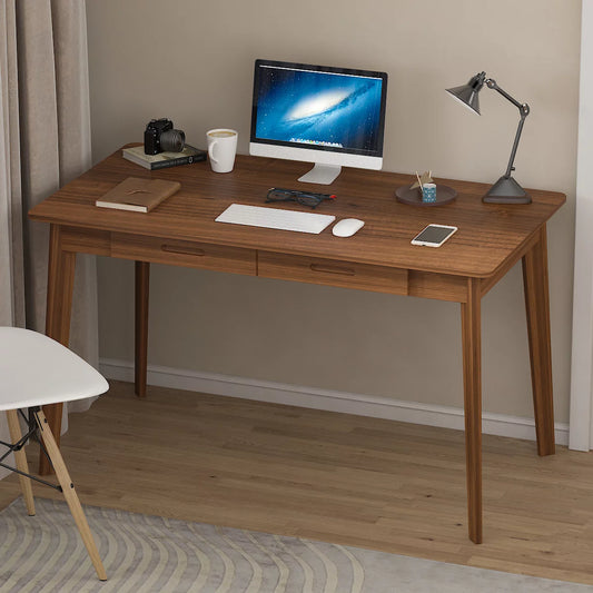 WIAWG 47.2" Modern Writing Desk with Drawers Workstation Table for Home Office Brown