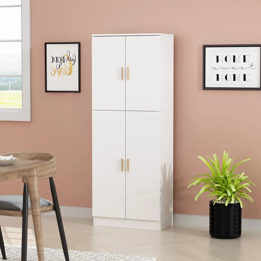 WIAWG Storage Cabinet with 4 Doors and 5 Shelves for Home White