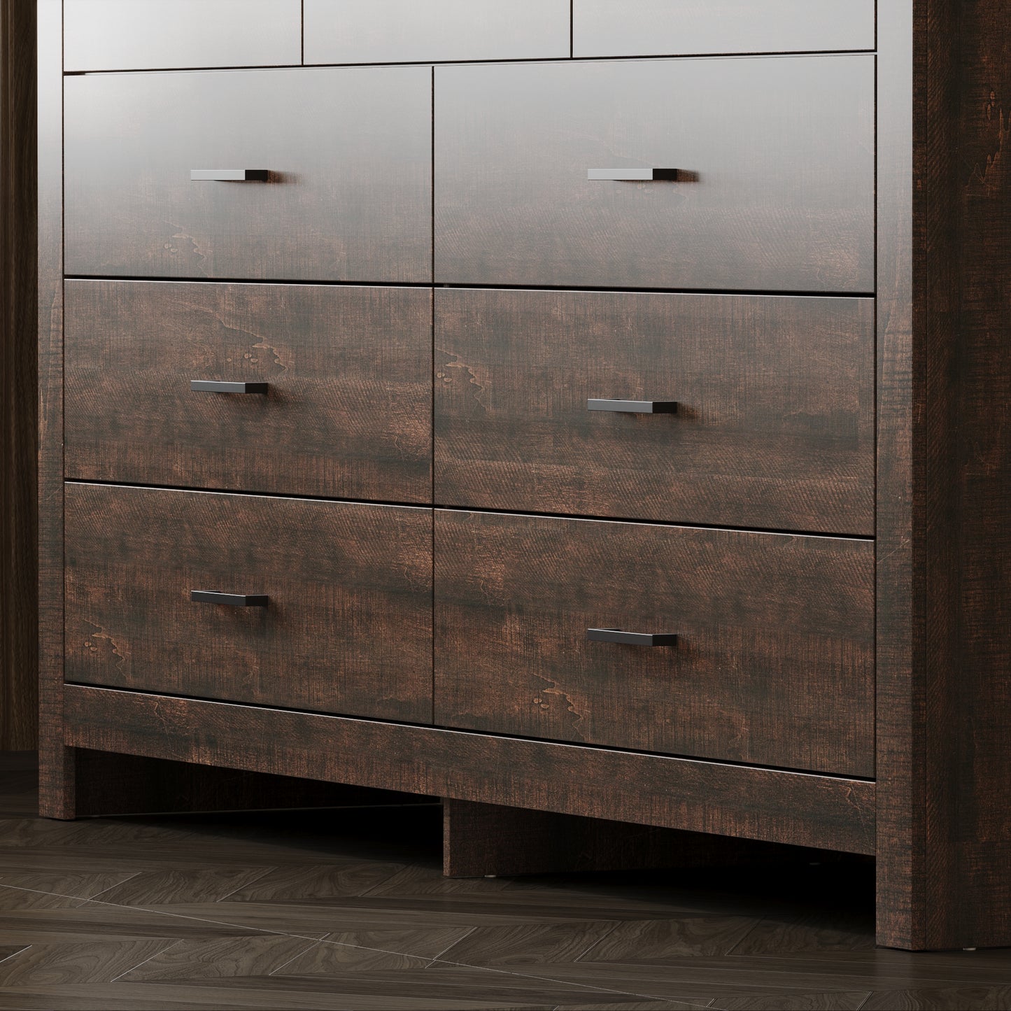 WIAWG 9 Drawer Dresser for Bedroom, 63” Wide Chest of Drawers, Rustic Drawer Cabinet for Living Room Hallway Office,Brown