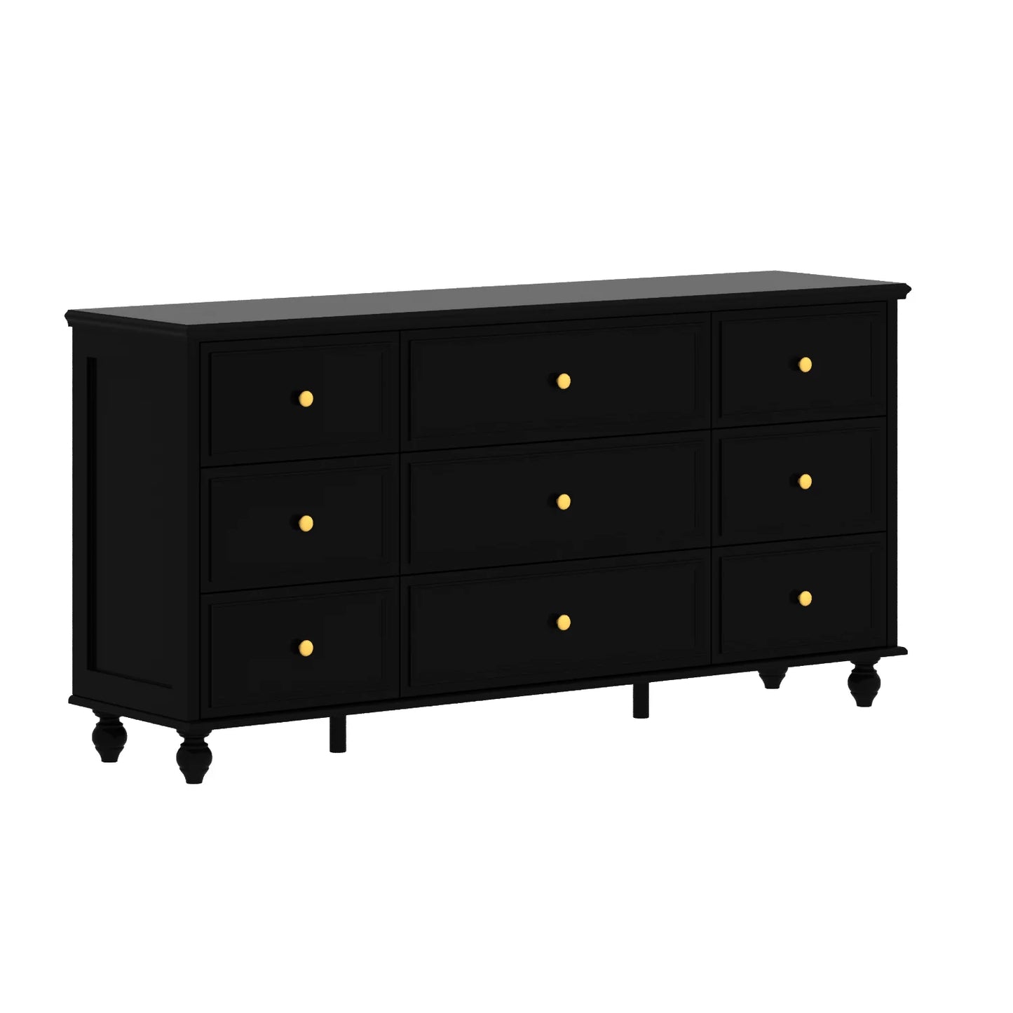 WIAWG 9 Drawer Dresser, 63" Chest of Drawers Wood Dresser Storage Organization for Bedroom Closet,Black