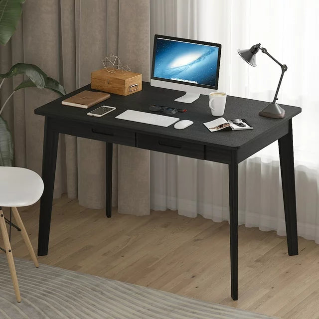 Home Office Computer Desk 39.4" Writing Desk Study Table with Drawers Wood Black