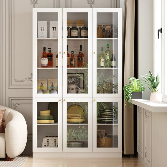 WIAWG 6-Door Kitchen Pantry Cabinet with 3 Drawers, 78.7" Freestanding Multifunctional Dispaly Cabinet Storage Cupboard, White