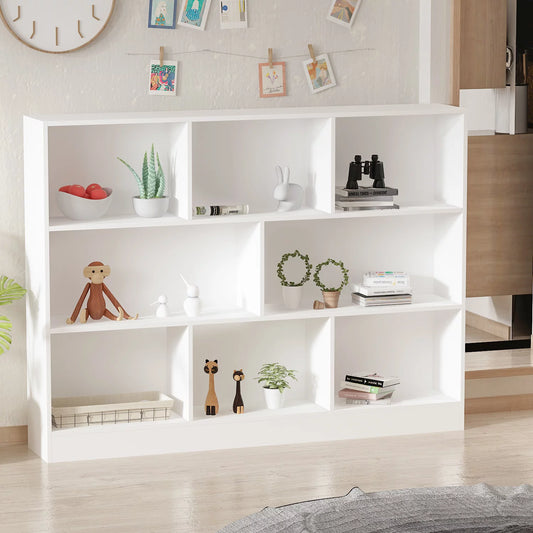 WIAWG Modern Open Shelf Bookcase Cube Storage Organizer for Home White 55.1"