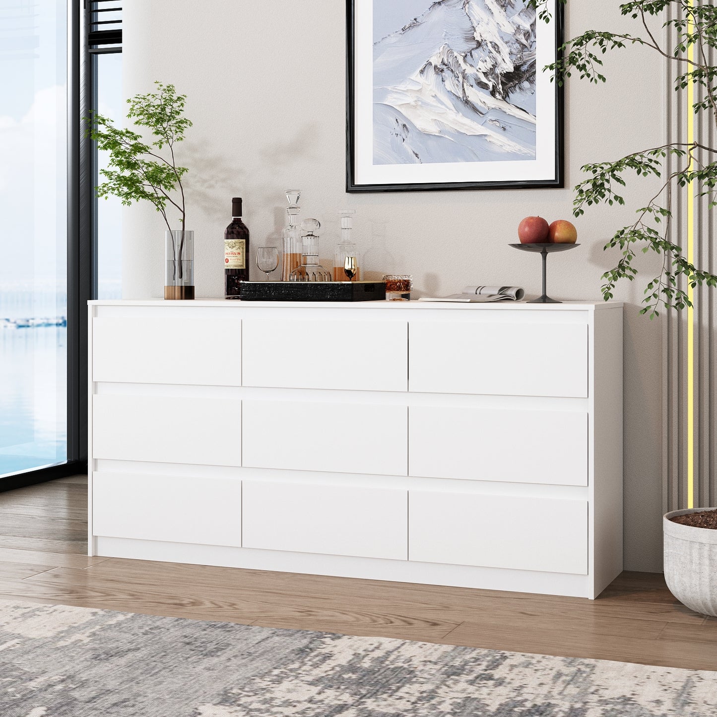 WIAWG 9 Drawer Dresser, Storage Organizer Bedroom/livingroom Furniture Clothes，White