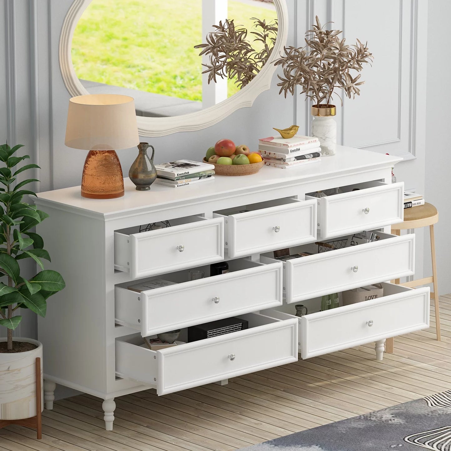 WIAWG 7 Drawer Dresser, Chest of Drawer White Dresser for Bedroom Nursery