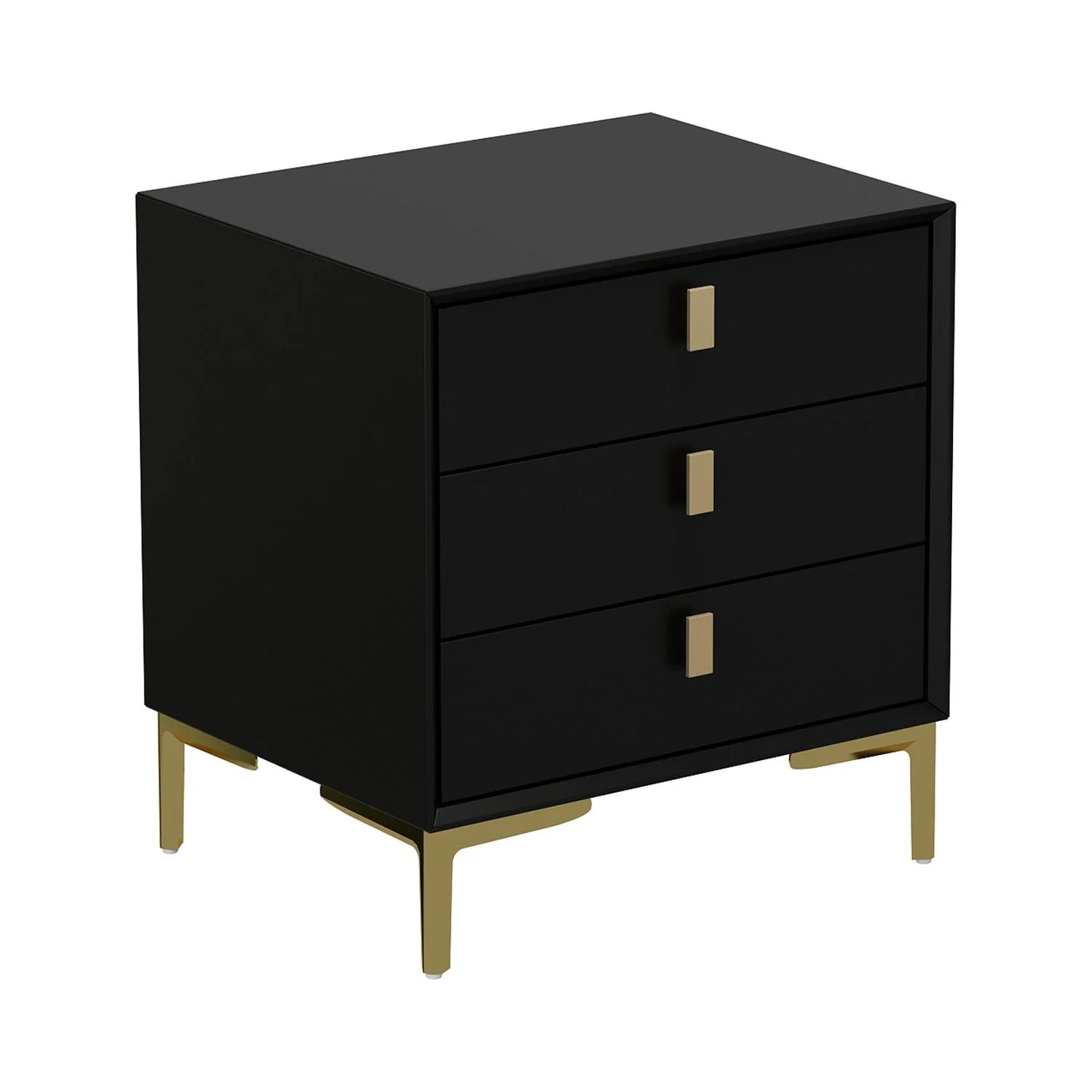 WIAWG Modern Nightstand for Bedroom, Bedside Table with 3 Drawers, Black