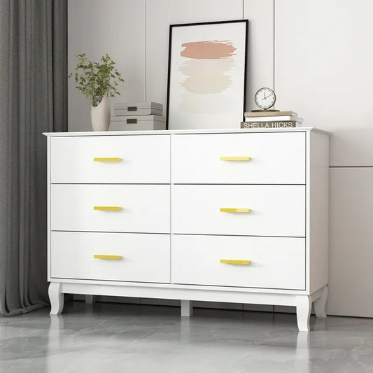 WIAWG Doubel Dresser with 6 Drawers, Chest od Drawer for Living Room Bedroom