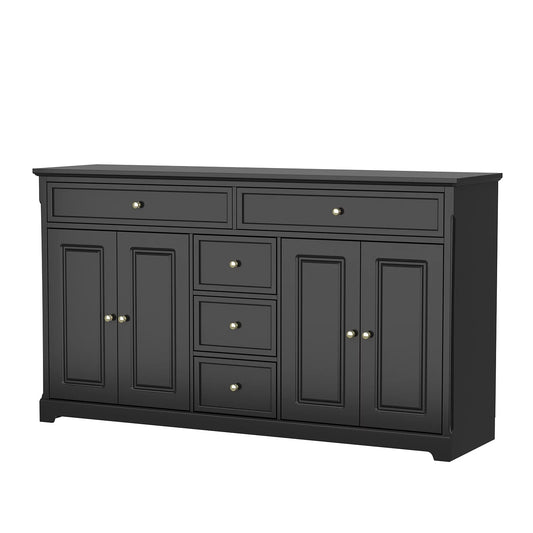 WIAWG Dresser with 5 Drawers, 4-Door Accent Sideboard Buffet, 59.1" Wide, Black