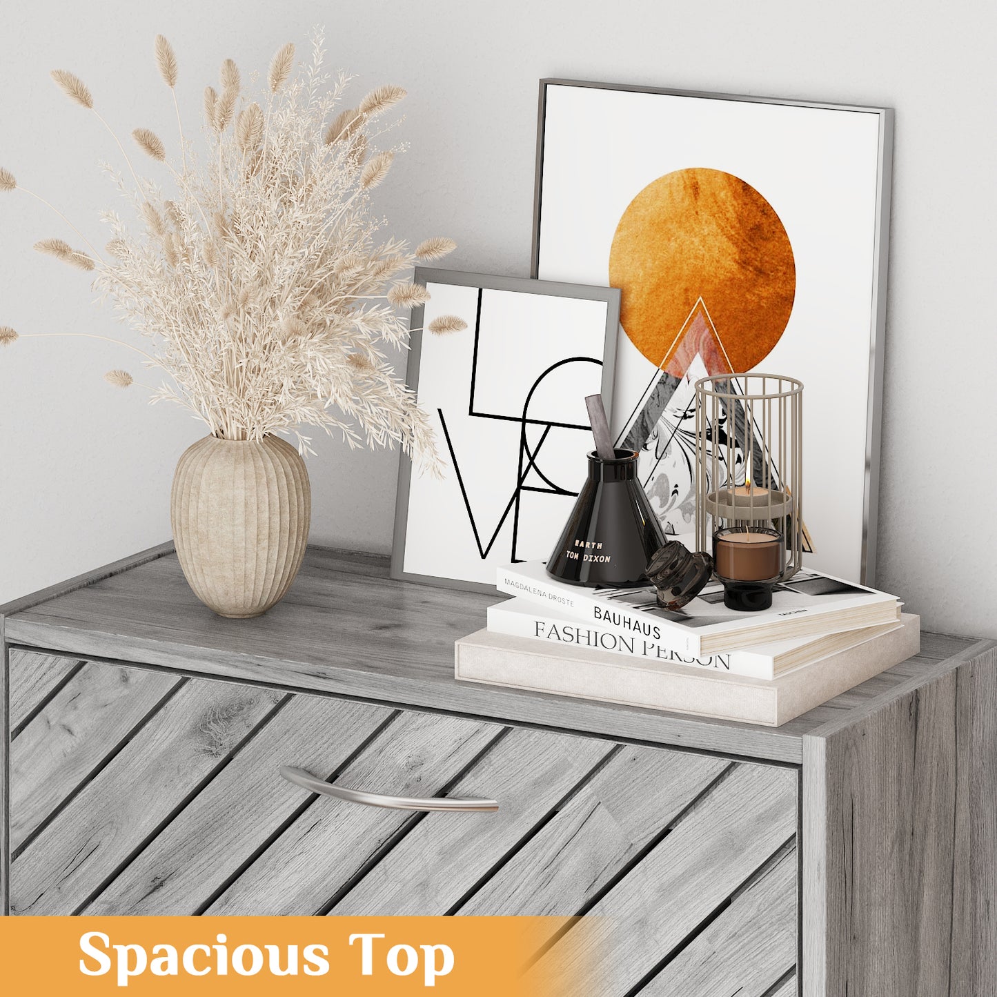 WIAWG Modern 3 Tier Shoe Cabinet Shoe Rack Free Standing Shoe Storage Cabinet Organizer Gray