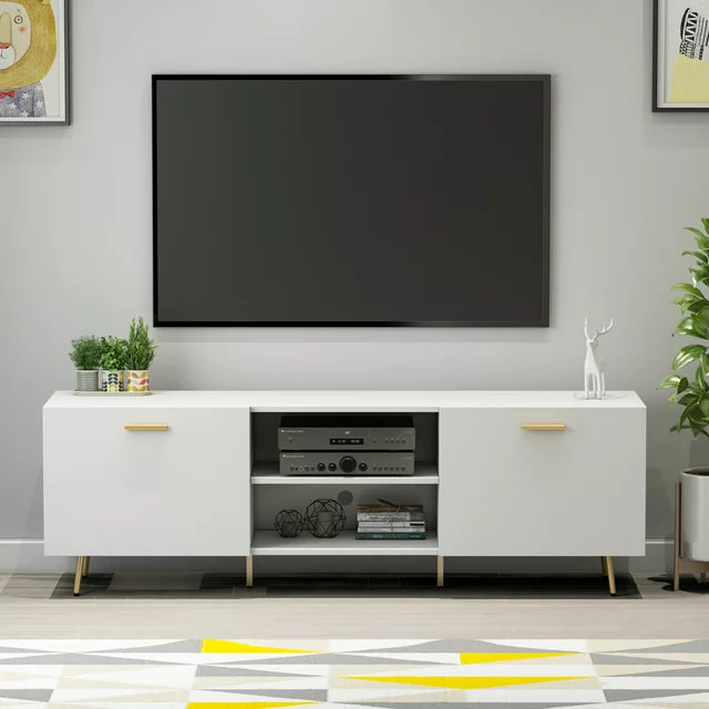 WIAWG Modern TV Stand for TVs up to 65" TV Stand Entertainment Center with Storage Shelves White