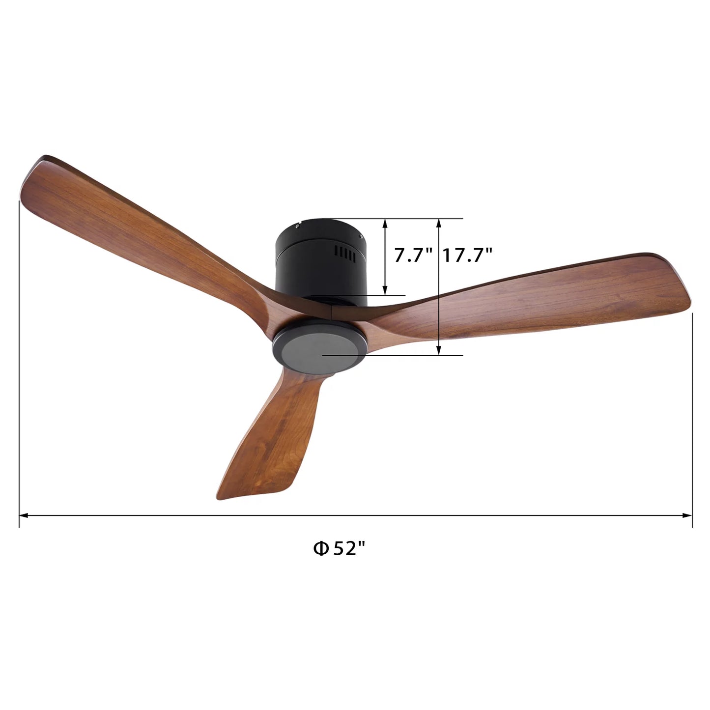 WIAWG 52" Ceiling Fan with Light and Remote 3 Blades Black