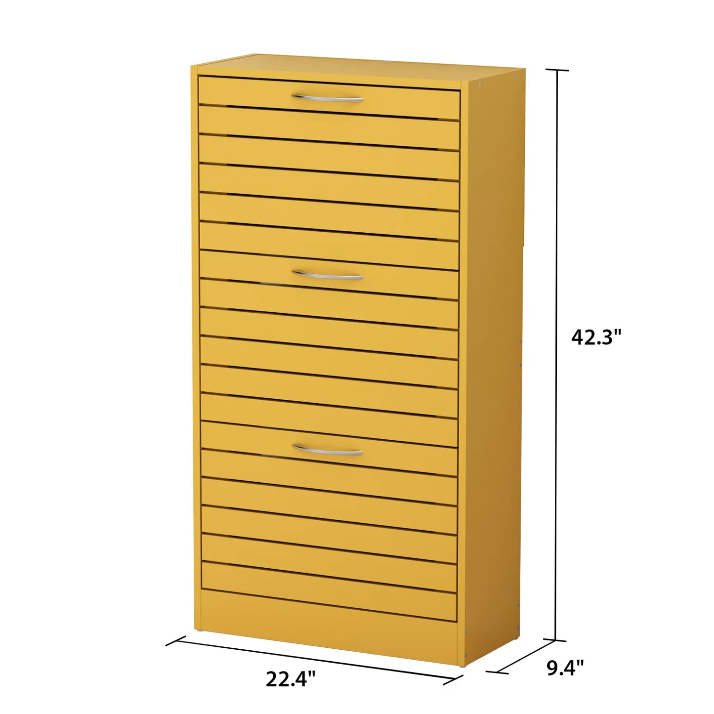 WIAWG Shoe Cabinet with 3 Tilt-Out Shutter Doors, Shoe Rcak Storage Cupboard for Enterway Hallway, Yellow