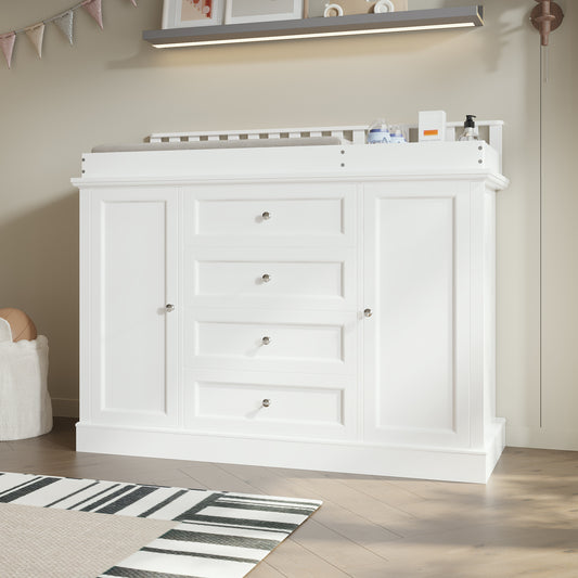 WIAWG Nursery Dresser with Changing Table Top, 46" W Baby Dresser with 2 Drawers,White