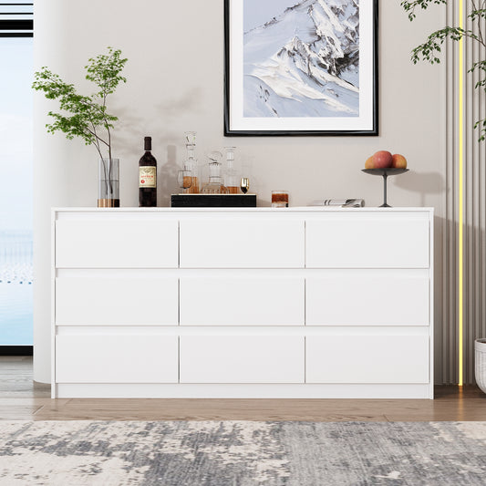 WIAWG 9 Drawer Dresser, Storage Organizer Bedroom/livingroom Furniture Clothes，White