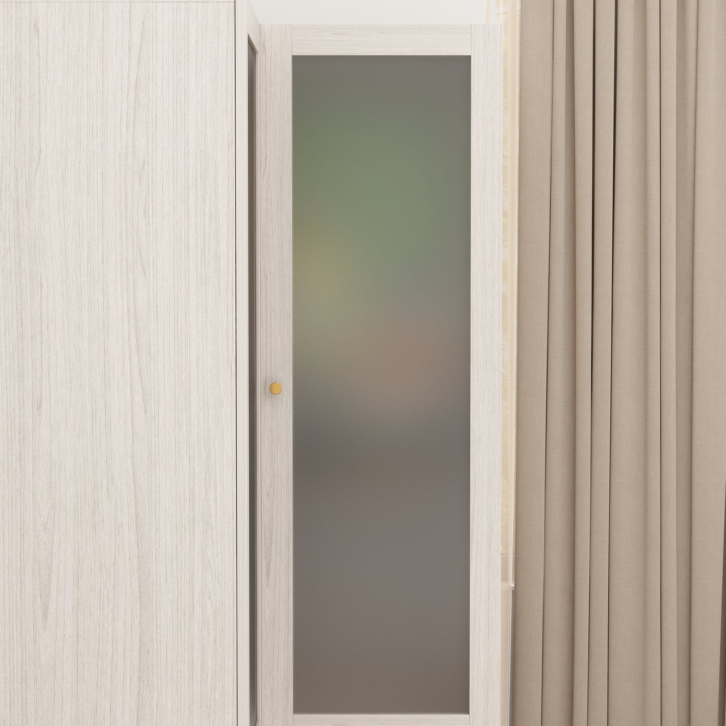 Wiawg L-Shape Wardrobe Armoire Closet with Hanging Rod & Shelf, Bedroom Armoire with Frosted Glass Doors,36”D x 36”W x 70.9”